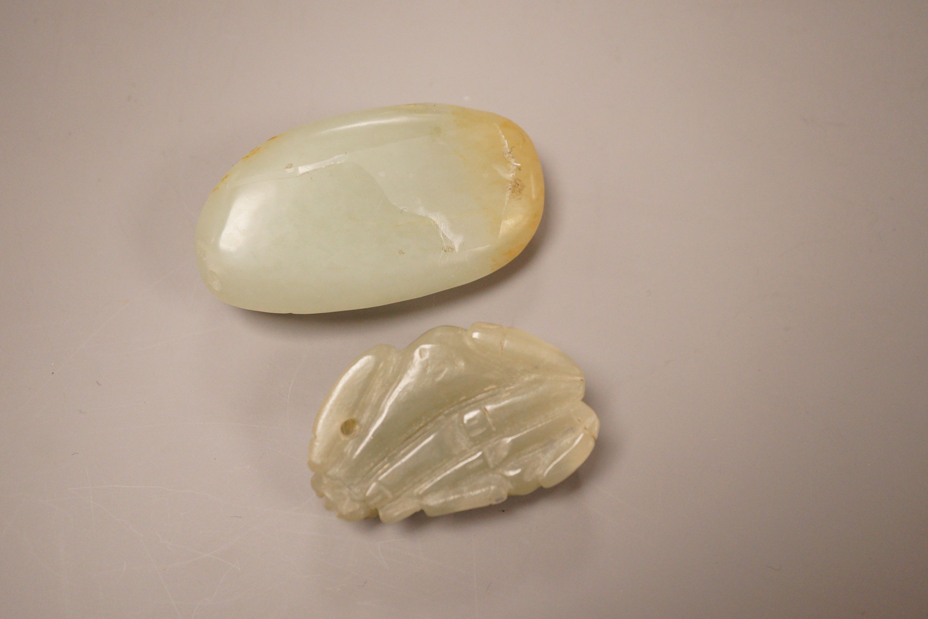 Two Chinese celadon jade carvings